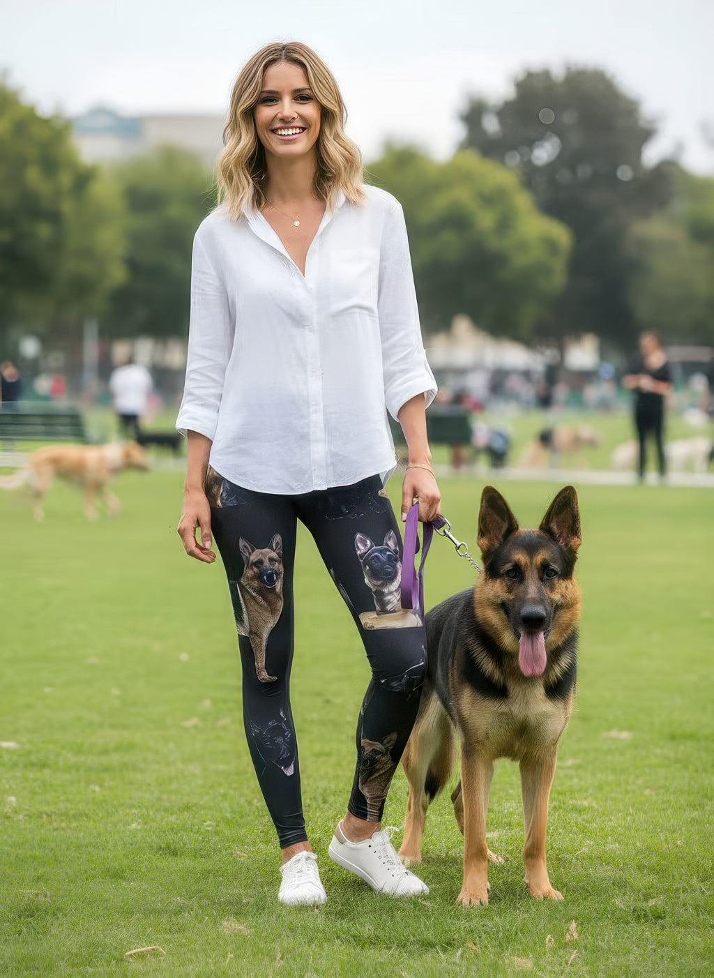 Denimaxx Women’s German Shepherd Print High-Rise Leggings – fitted, bold activewear