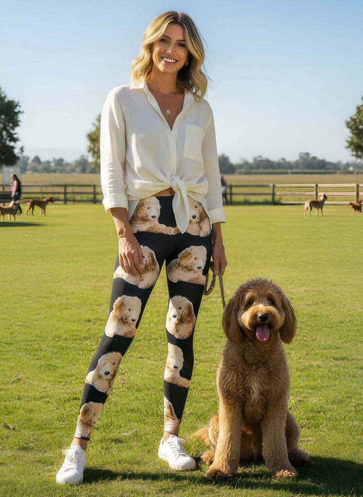 Denimaxx Women’s Goldendoodle Print High-Rise Leggings – playful fitted design
