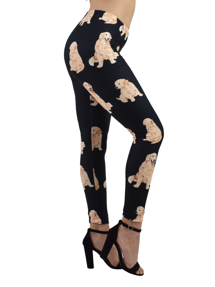 Denimaxx Women's Golden Retriever Print High-Rise Leggings