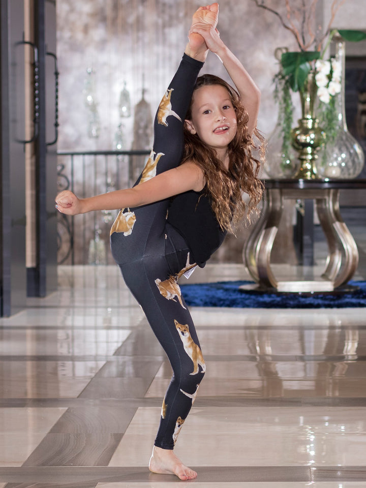 Shiba Inu Print - Girls' Activewear Leggings - Denimaxx