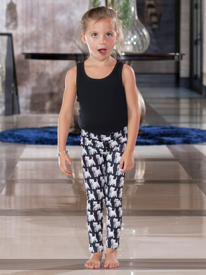 West Highland White Terrier Print - Girls' Active Leggings - Denimaxx