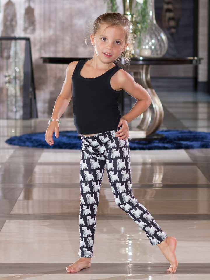 West Highland White Terrier Print - Girls' Active Leggings - Denimaxx