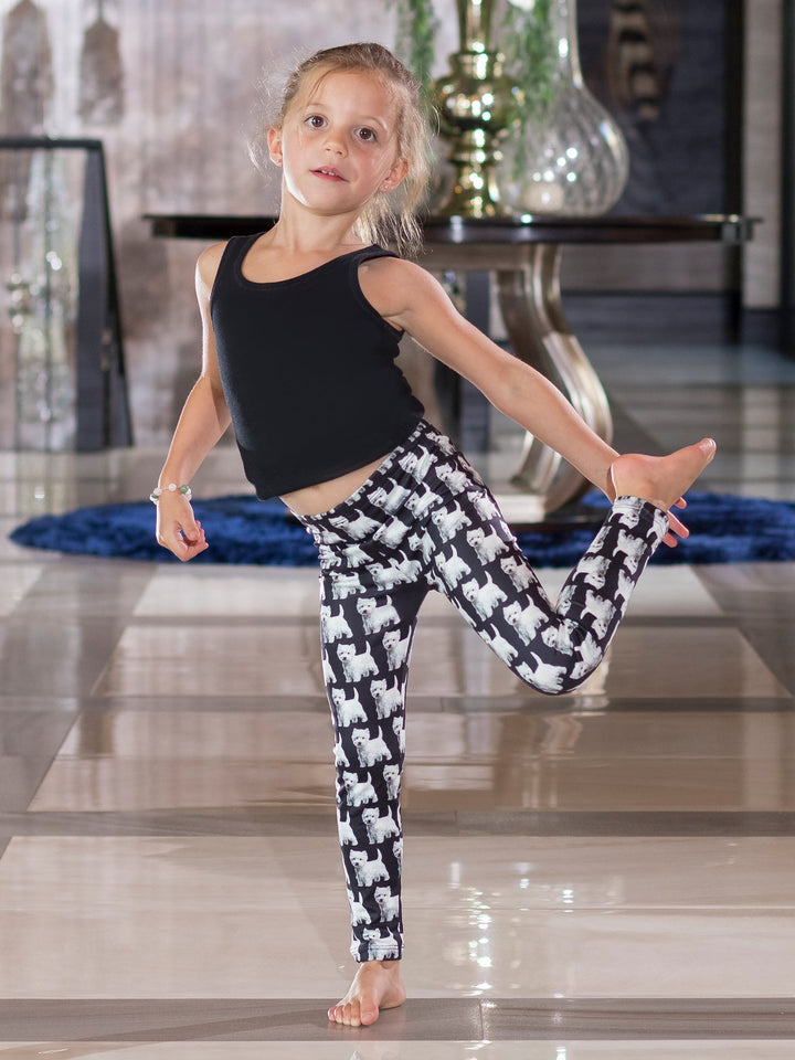 West Highland White Terrier Print - Girls' Active Leggings - Denimaxx