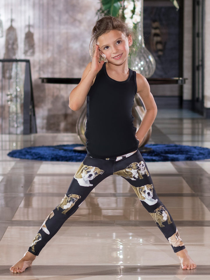 English Bulldog Puppy Print - Girls' Lounge Leggings - Denimaxx