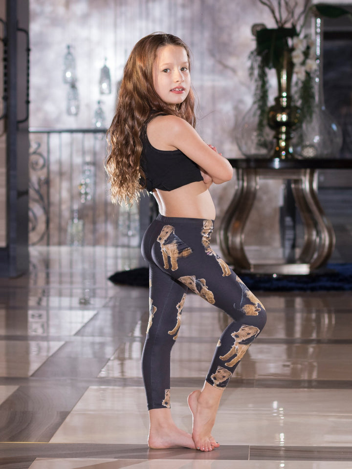 Welsh Terrier Print - Girls' Athleisure Leggings - Denimaxx