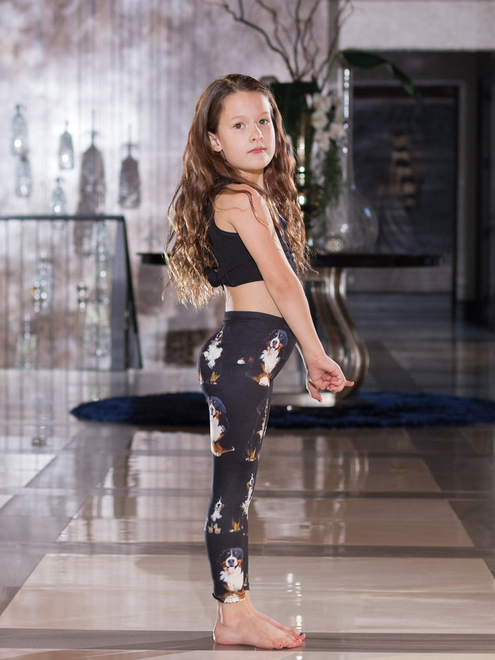 Bernese Mountain Dog Print - Girls' Active Leggings - Denimaxx