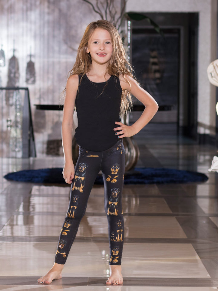 Rottweiler Print - Girls' Activewear Leggings - Denimaxx