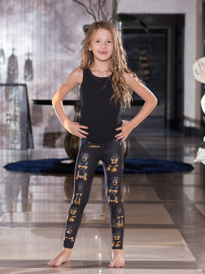 Rottweiler Print - Girls' Activewear Leggings - Denimaxx