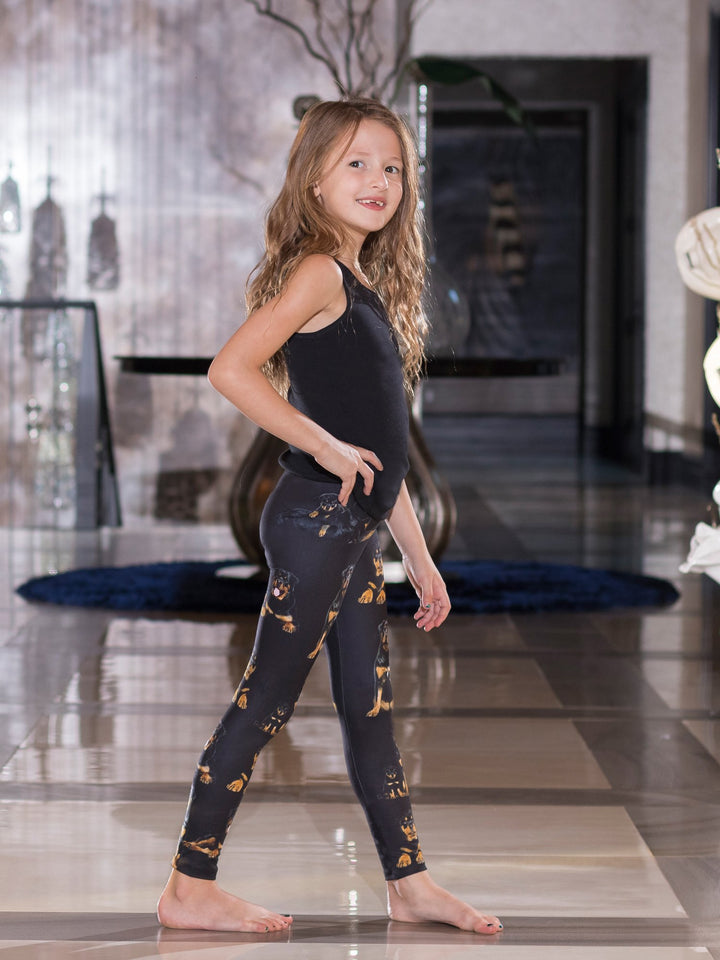 Rottweiler Print - Girls' Activewear Leggings - Denimaxx