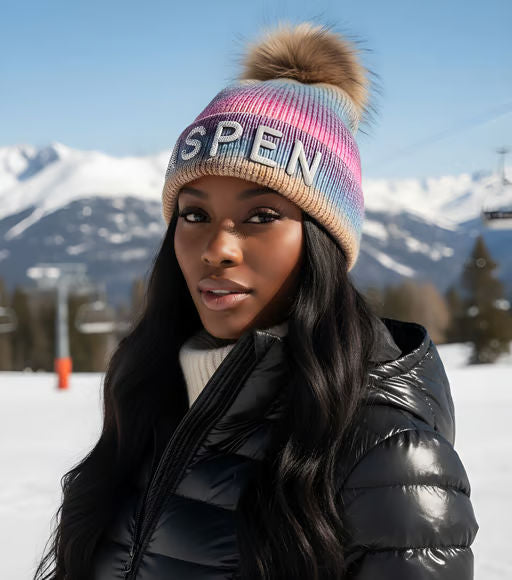 Aspen Knit Beanie With Raccoon Pom
