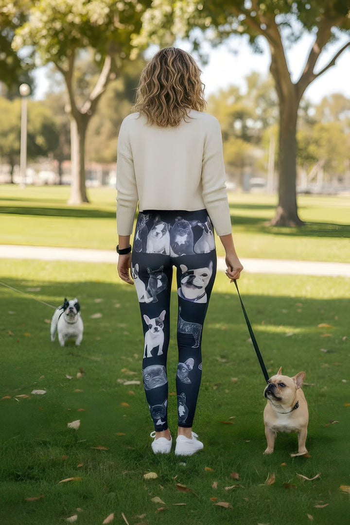 Back view of Denimaxx French Bulldog Leggings – squat-proof, sculpting fit