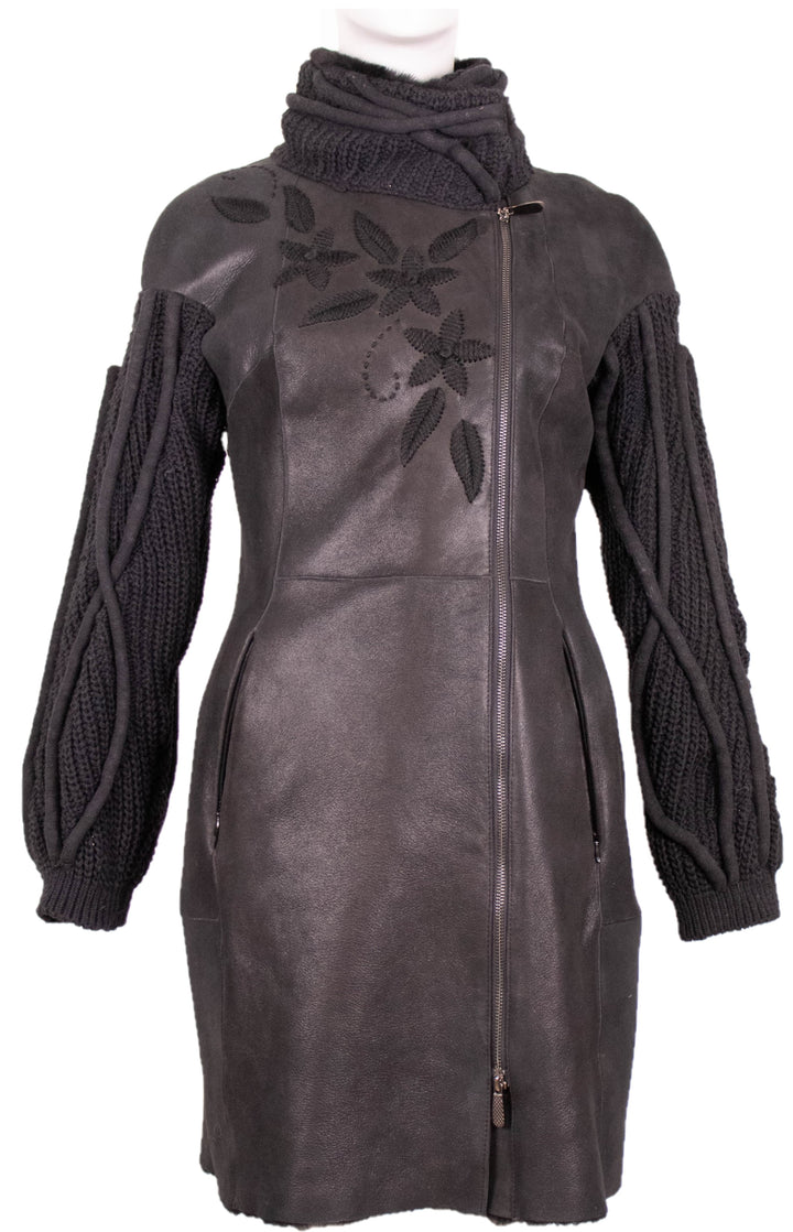 Shearling Coat With Knit