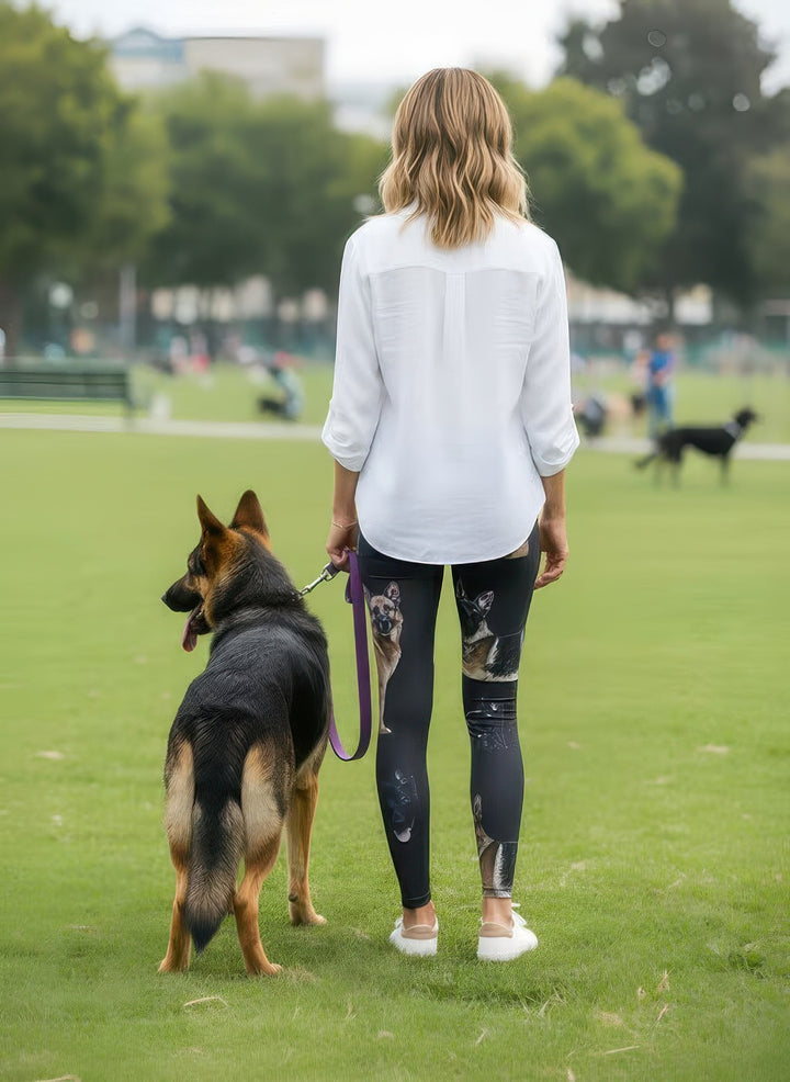 Back view of Denimaxx German Shepherd Leggings – squat-proof, flattering fit