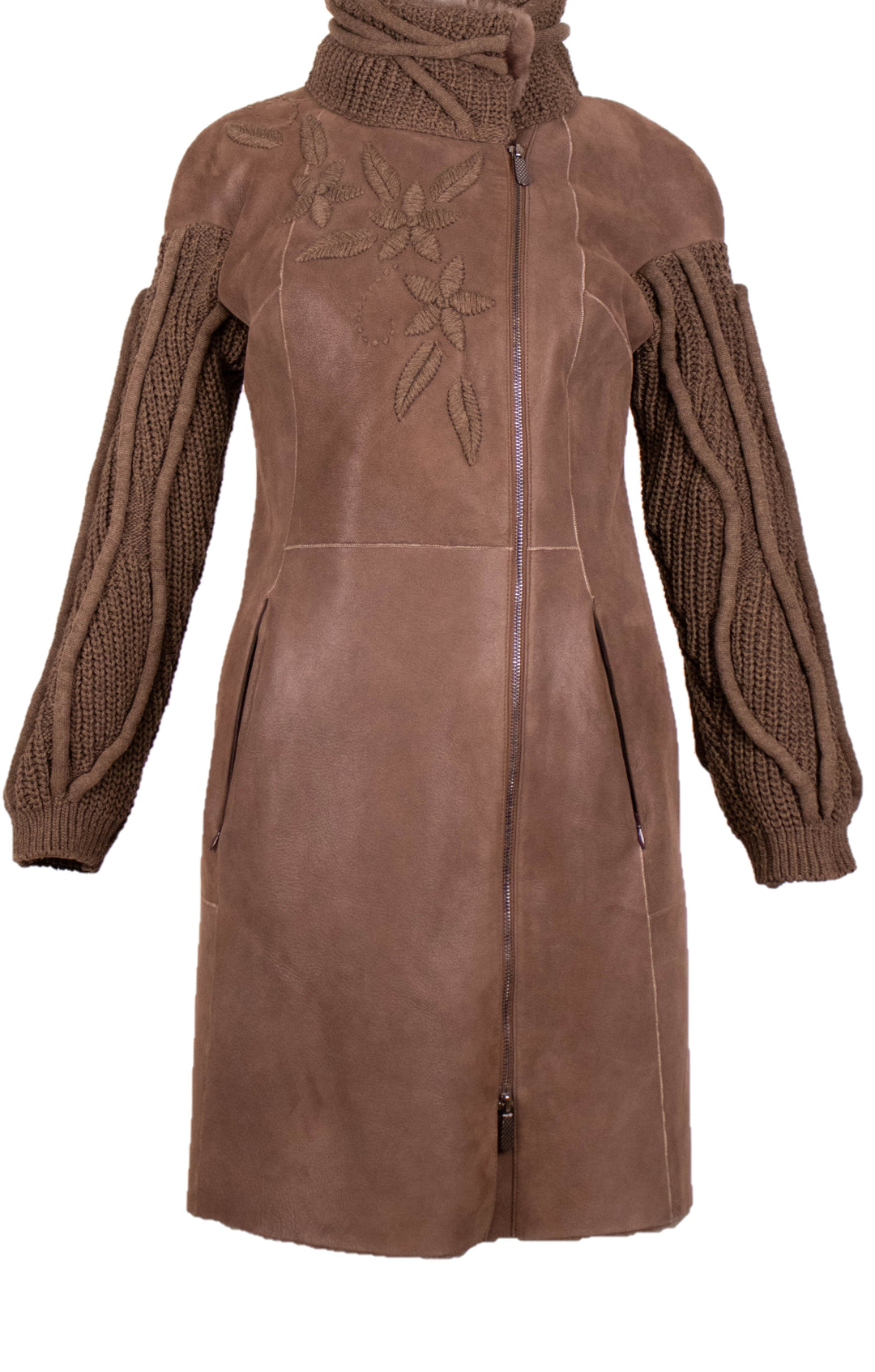 Shearling Coat With Knit