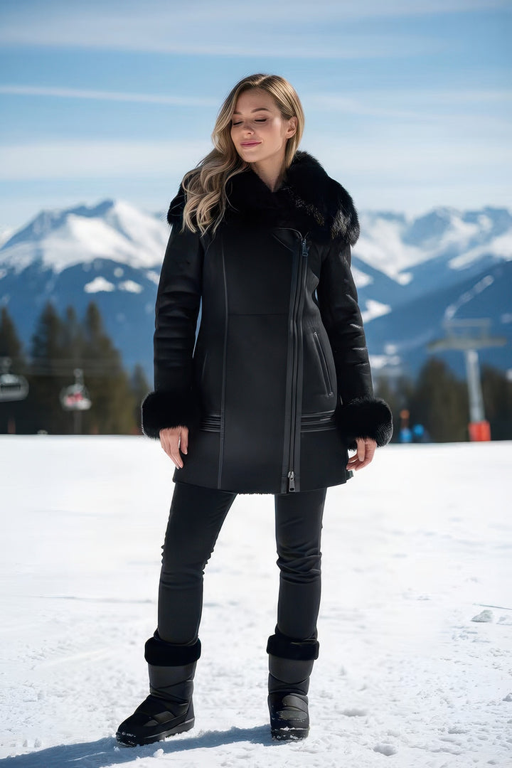 Shearling Coat With Detachable Hood