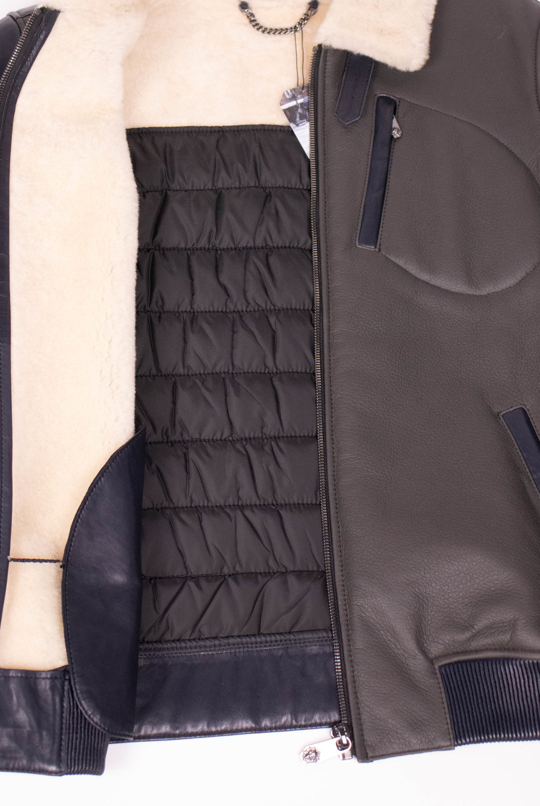 Shearling Jacket With Leather Sleeves