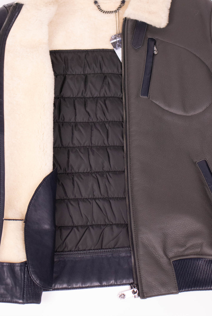 Shearling Jacket With Leather Sleeves
