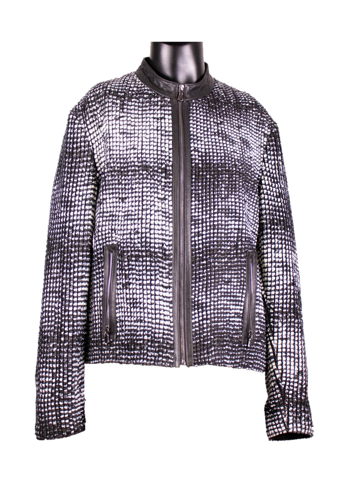 Woven Leather Jacket