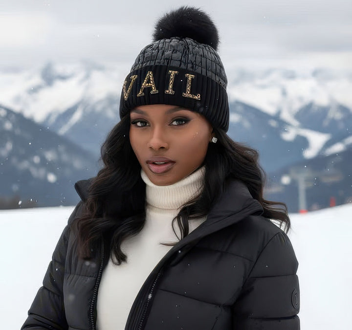 Vail Knit Beanie With Fox Pom