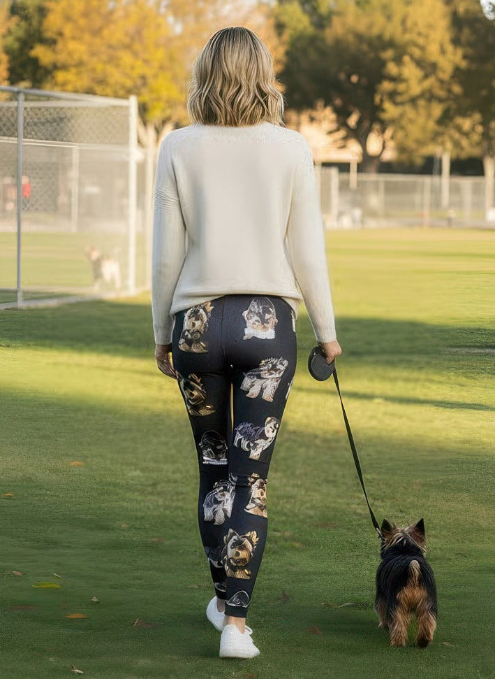 Denimaxx adjustable high-rise Yorkie leggings styled for soft comfort and playful sophistication.