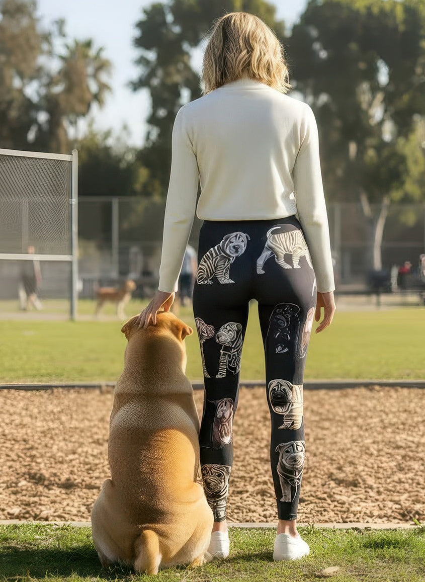 back view of Denimaxx Women’s Shar Pei leggings highlighting soft stretch fabric and contour shaping.