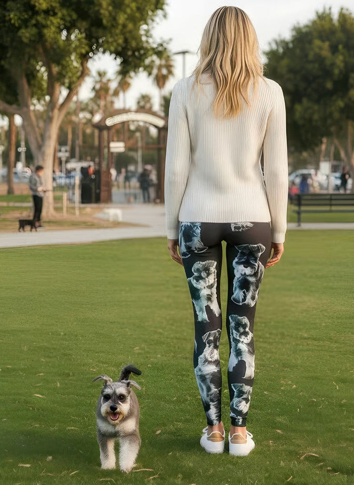 Denimaxx Women's Miniature Schnauzer Print High-Rise Leggings