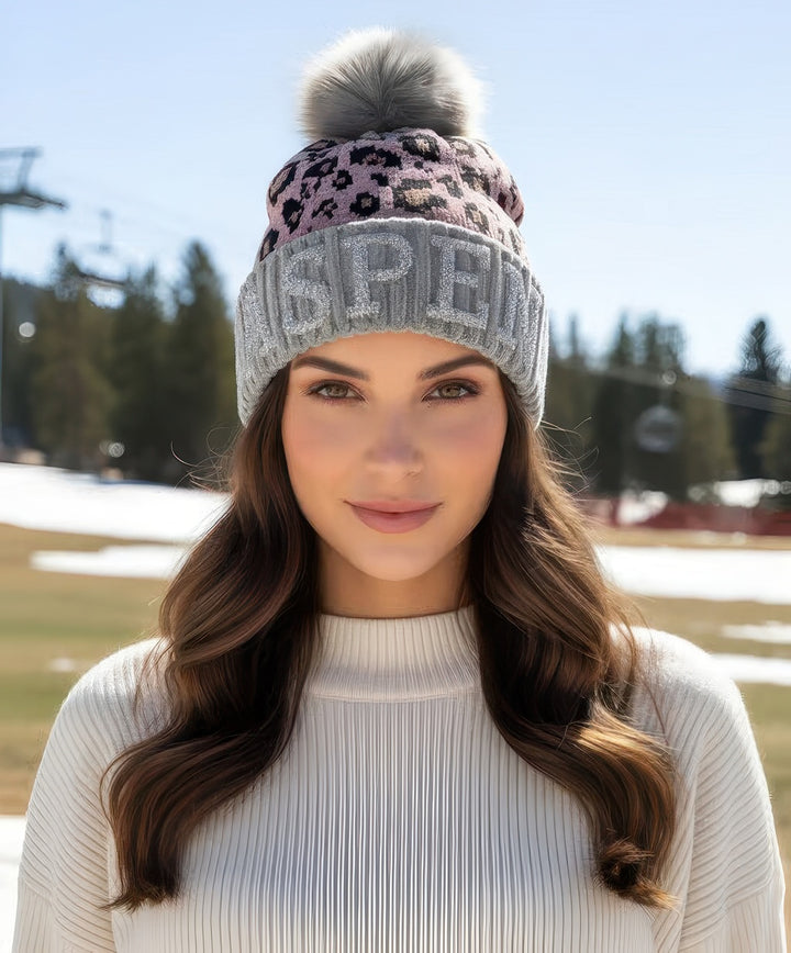 Aspen Knit Beanie With Fox Pom