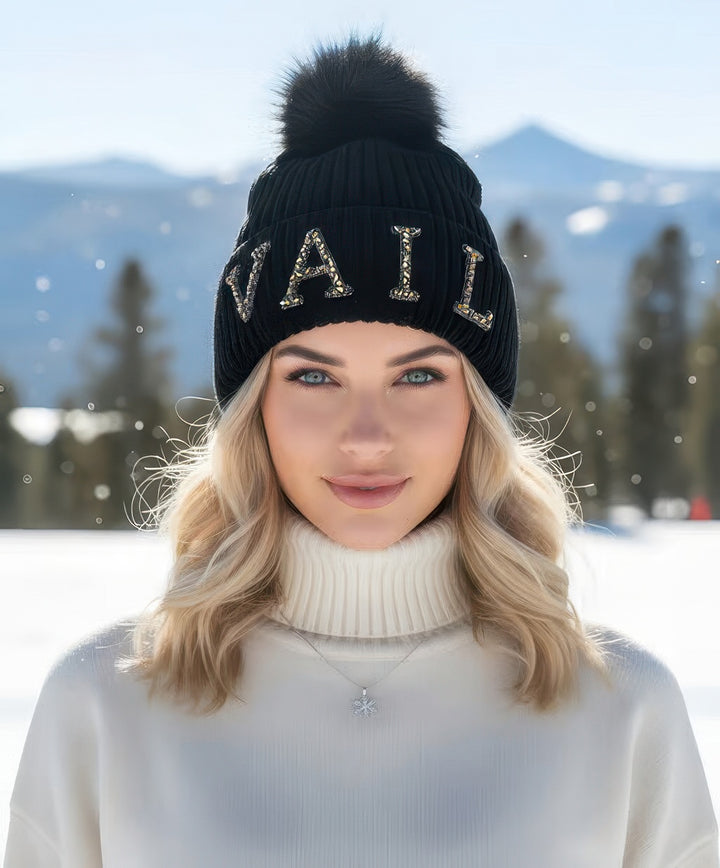 Vail Knit Beanie With Fox Pom