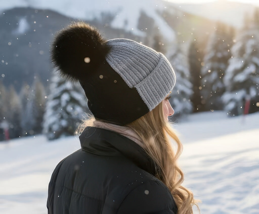 Vail Knit Beanie With Fox Pom