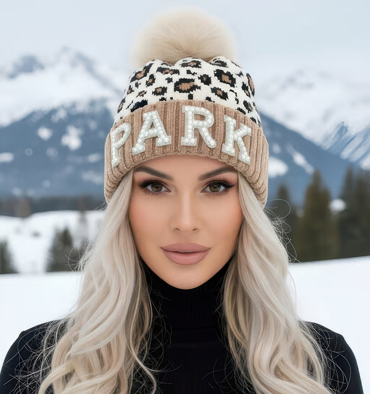 Park City Knit Beanie With Fox Pom