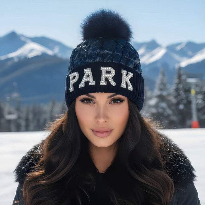Park City Knit Beanie With Fox Pom