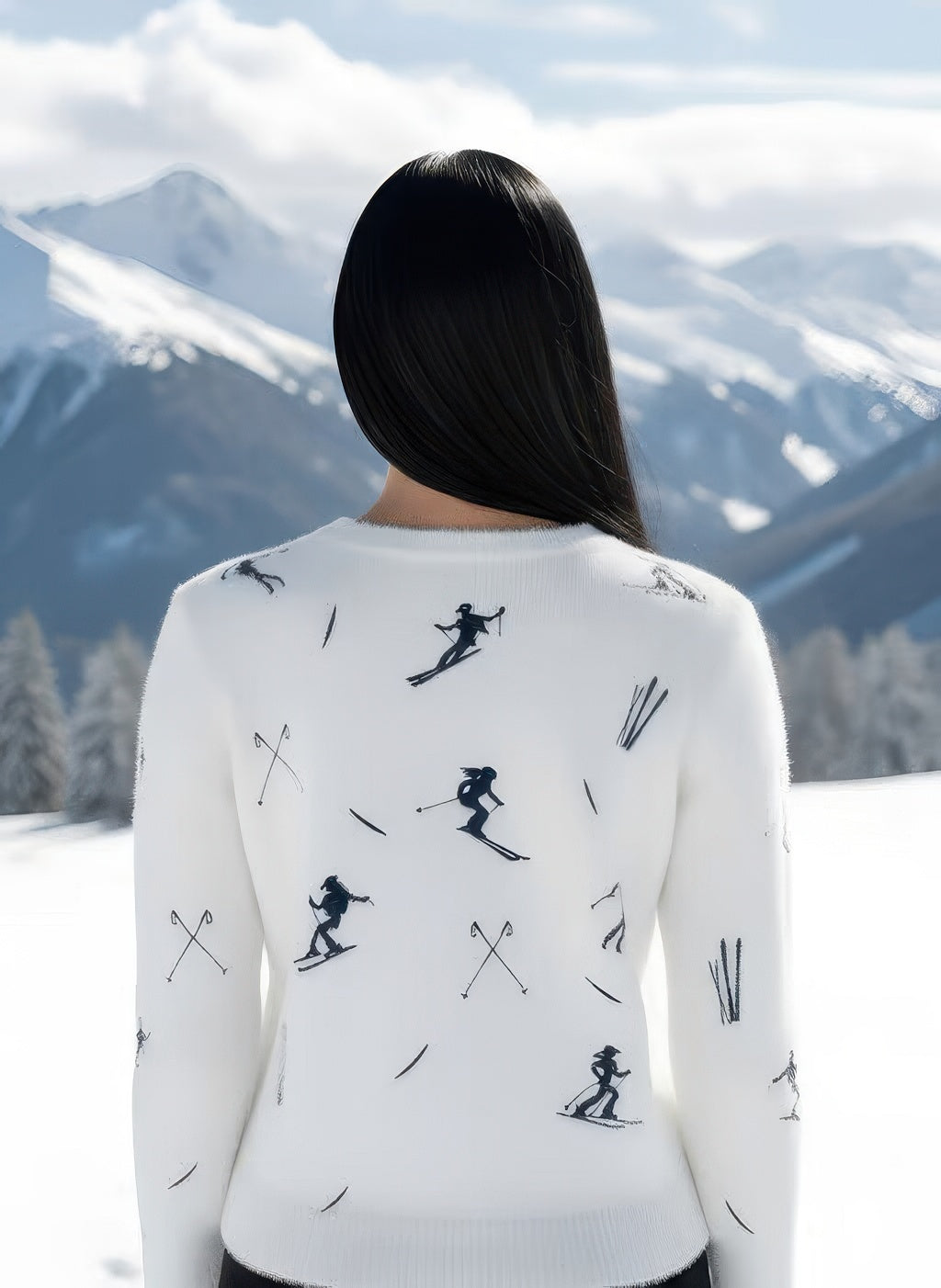 Denimaxx Women's Jacquard Knit Cowgirl Skier Textured Ski Sweater