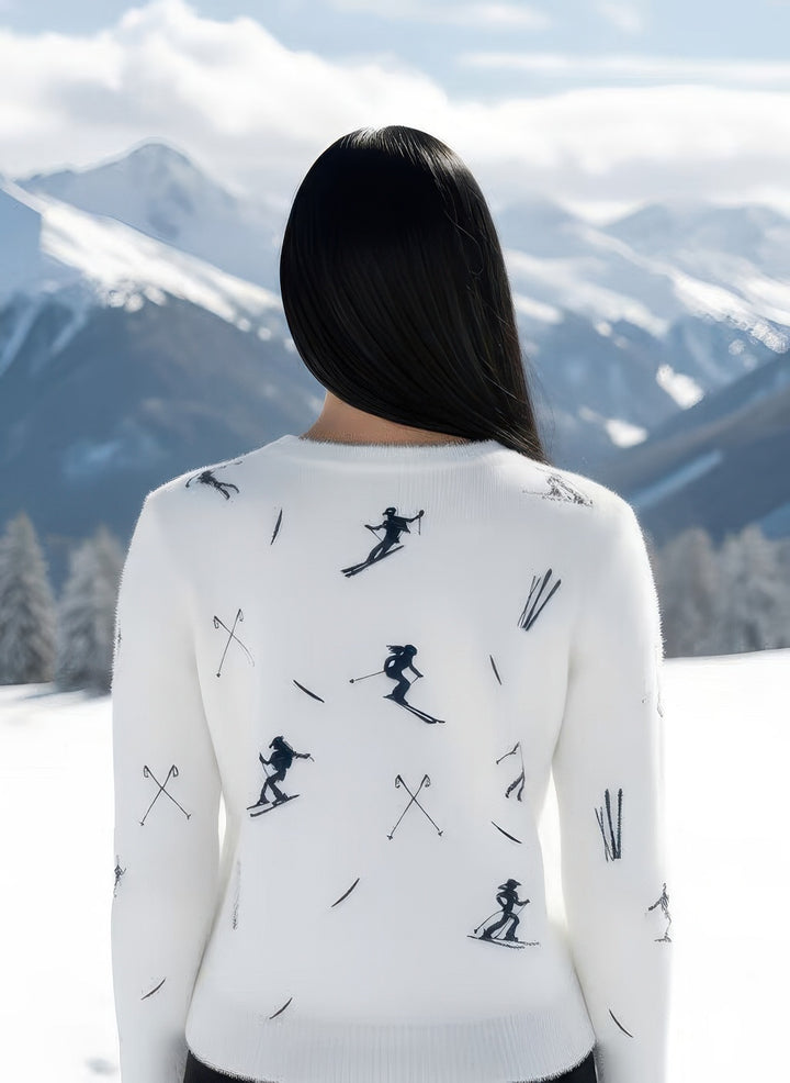 Denimaxx Women's Jacquard Knit Cowgirl Skier Textured Ski Sweater