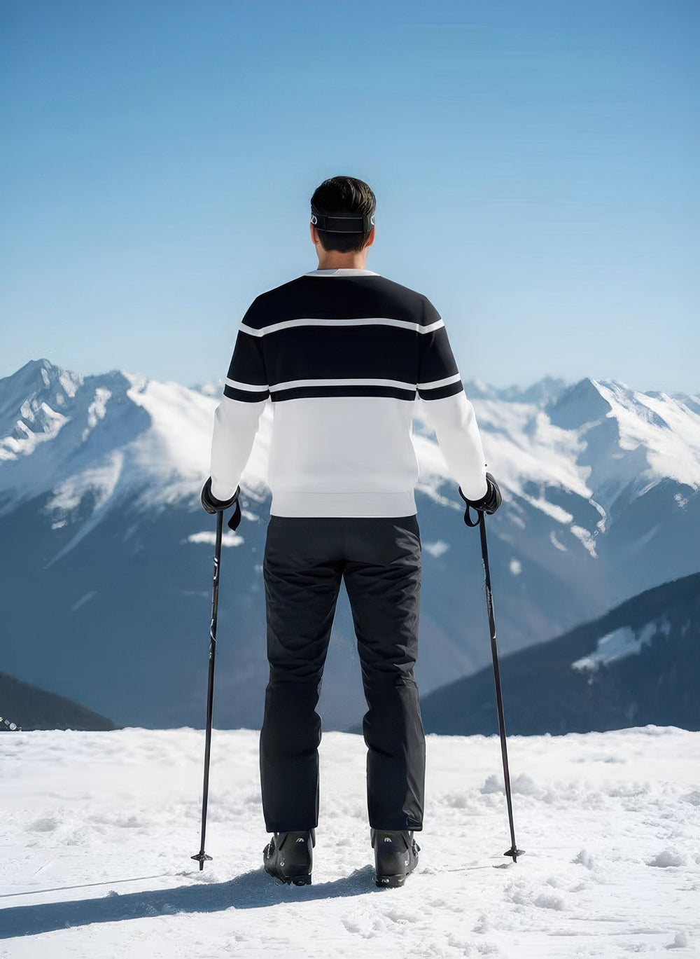 Denimaxx Men’s Crewneck Ski Sweater featuring bold “SKI” intarsia and fitted knit design.