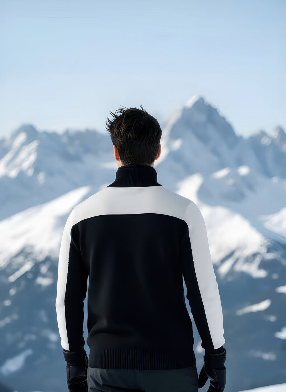 Denimaxx Men’s Half Zip Turtleneck Ski Sweater featuring exclusive alpine intarsia design and fitted silhouette.