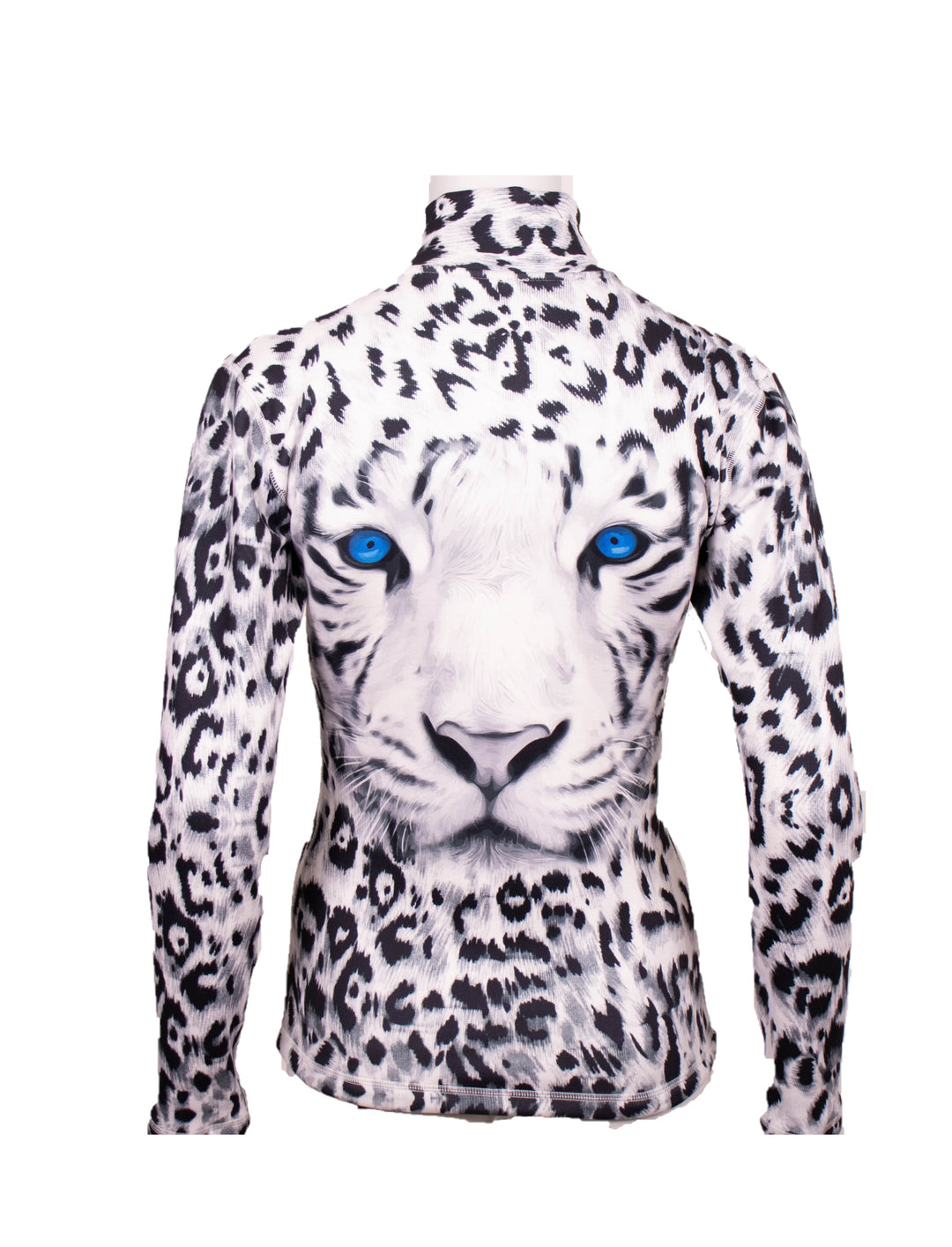 back view Denimaxx Blue Eyed Tiger Top styled for alpine wear with sleek nylon finish and athletic cut.


