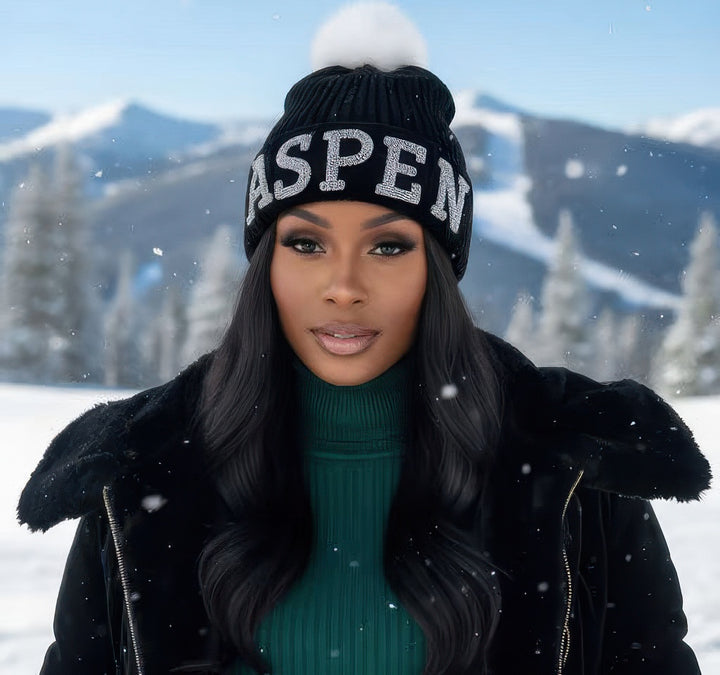 Aspen Knit Beanie With Fox Pom