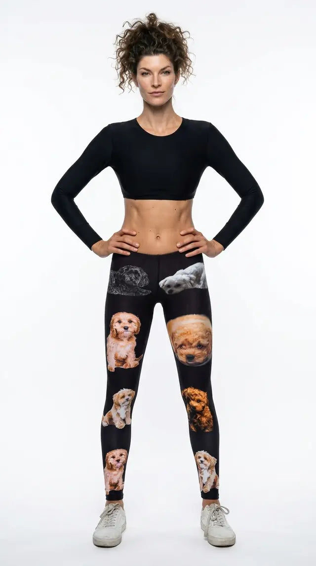 Cavapoo Print Adjustable Leggings - model wearing