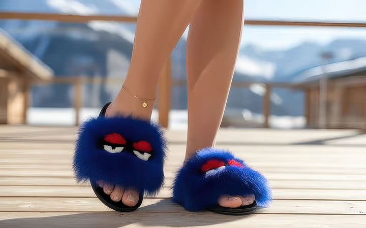 Sheepskin With Fox & Rex Rabbit Sandal Slippers