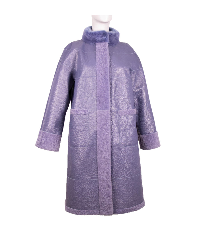 Reversible Shearling Coat With Mink Trim