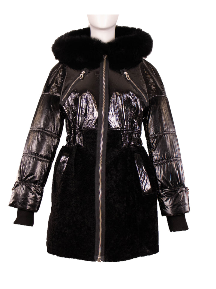 Shearling With Satin Coat