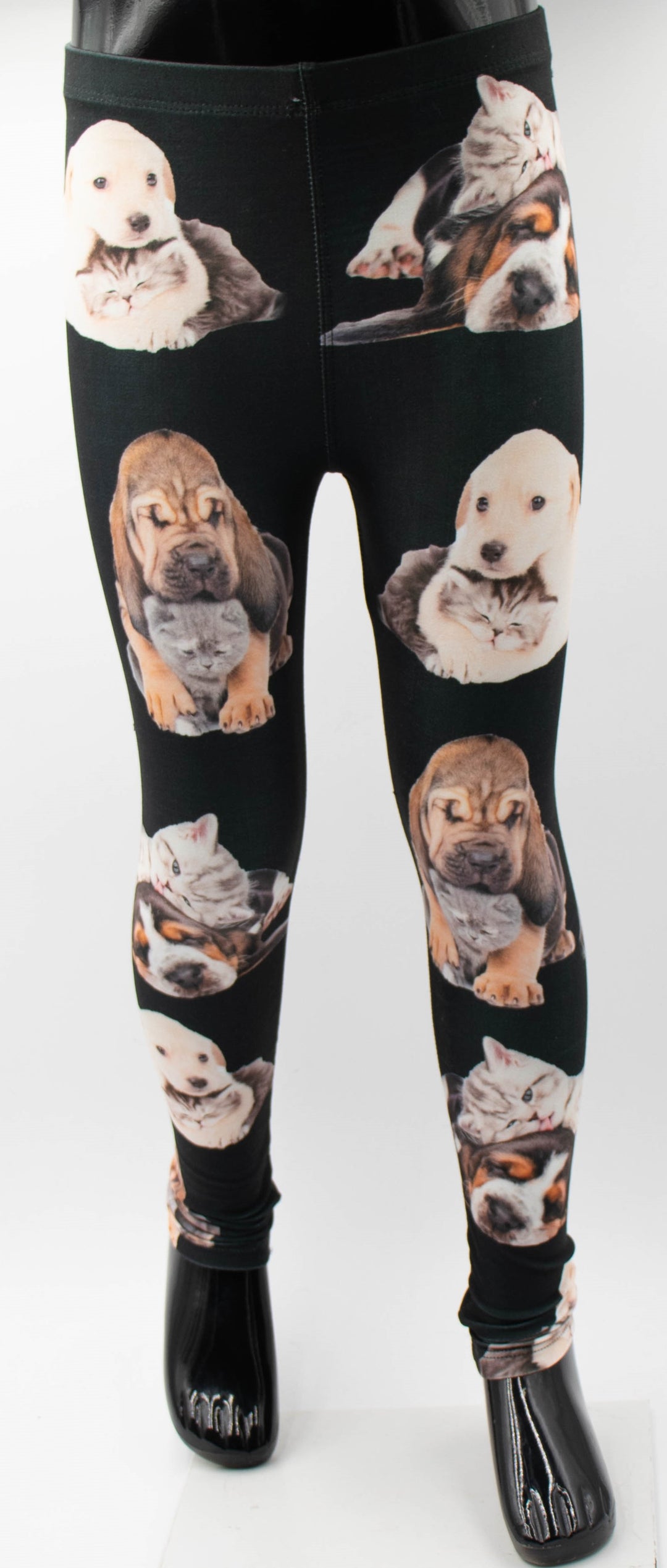 Kitten & Puppy Print Girls Leggings