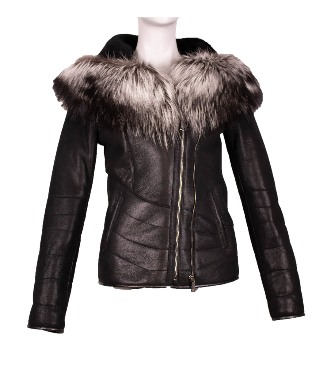 Shearling Jacket With Fox Trim