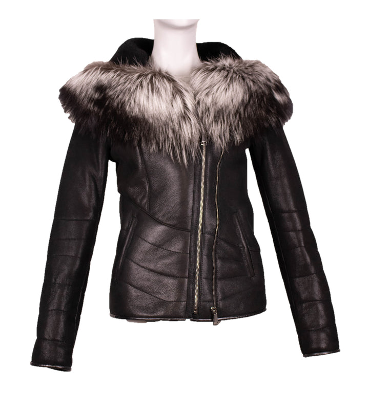 Shearling Jacket With Fox Trim
