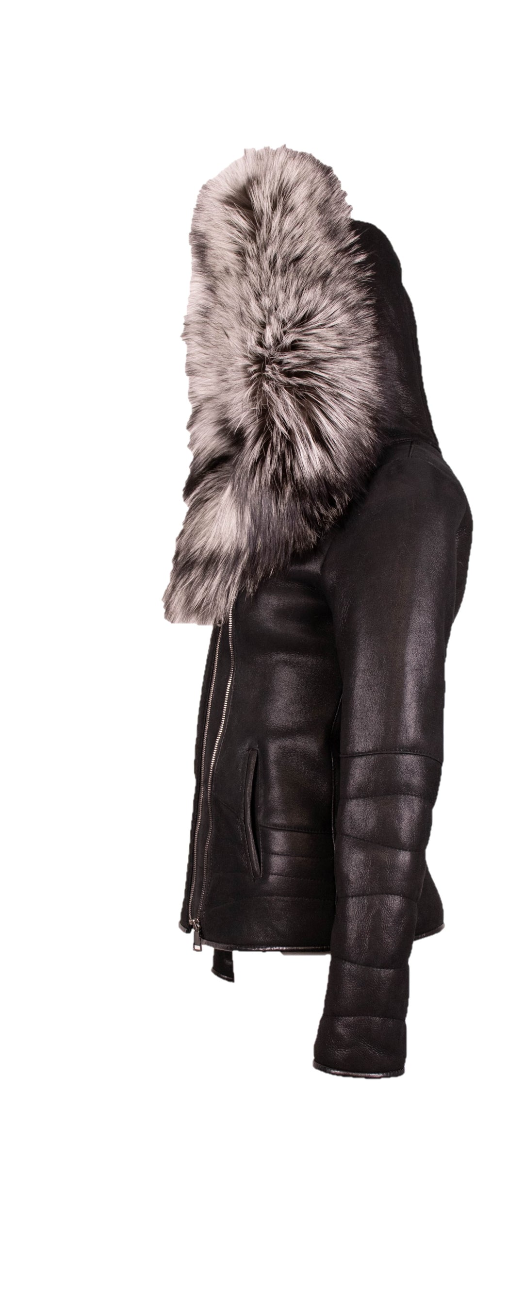 Shearling Jacket With Fox Trim