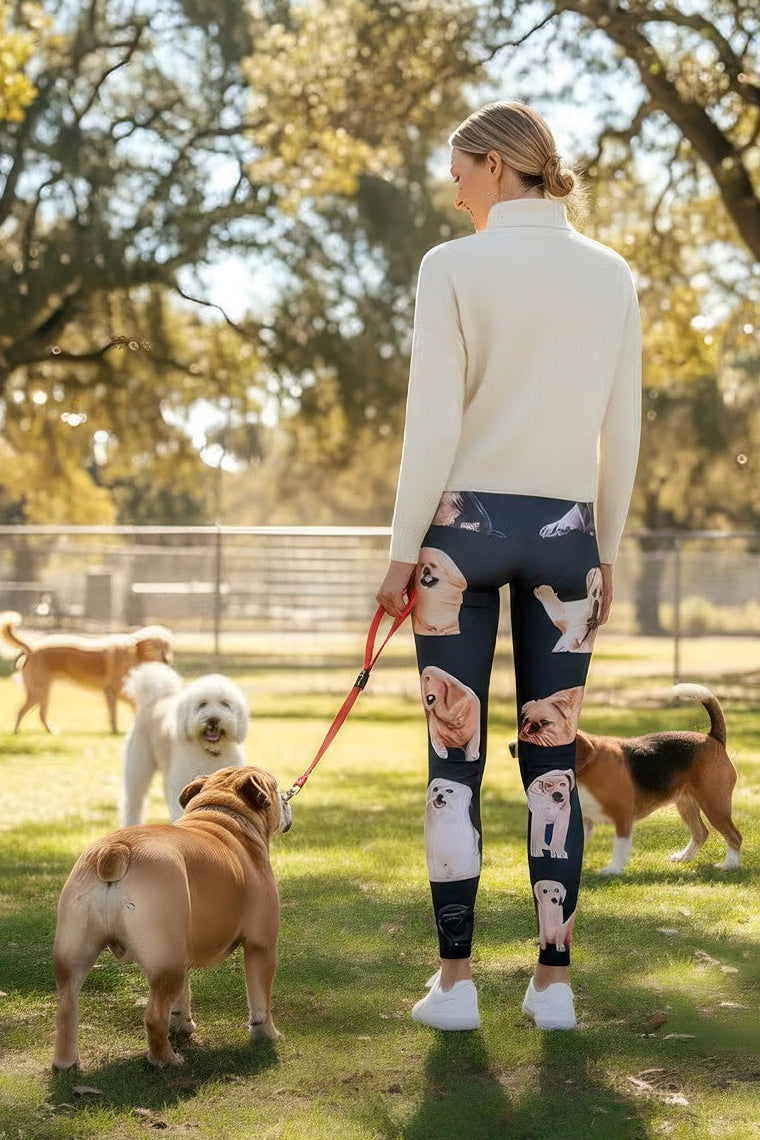 Denimaxx Women’s leggings with assorted dog breed print—fun and comfy for pet lovers.