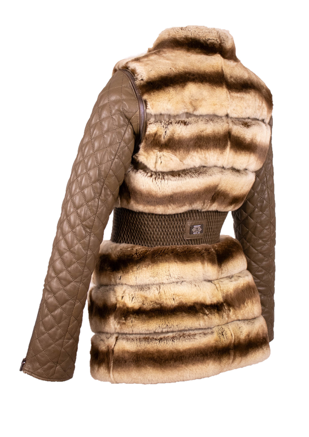 Rex Rabbit Leather Coat With Detachable Sleeves