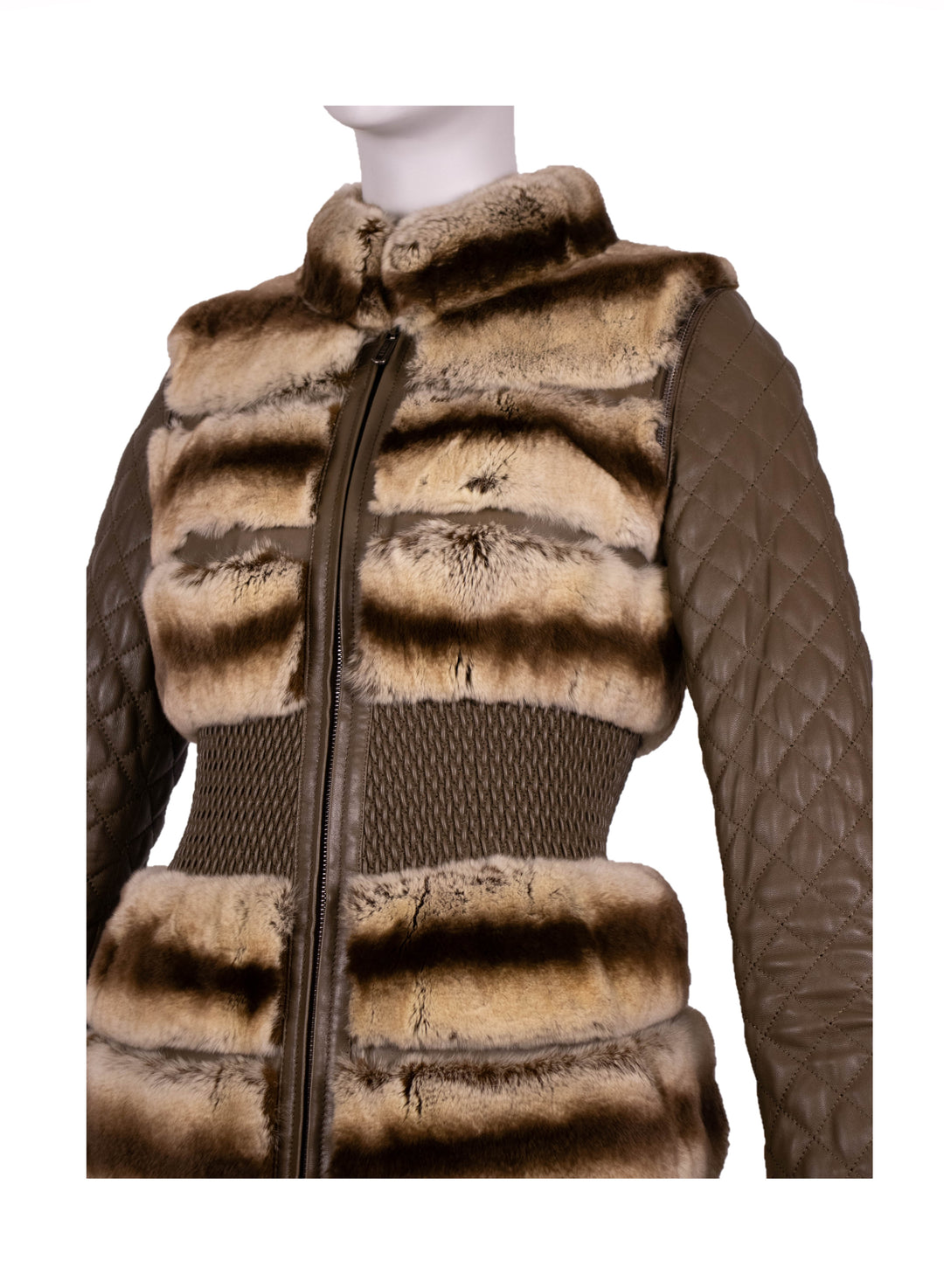 Rex Rabbit Leather Coat With Detachable Sleeves