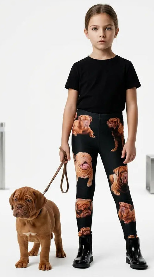 Dogue de Bordeaux Print Kids Leggings – Adjustable Waistband