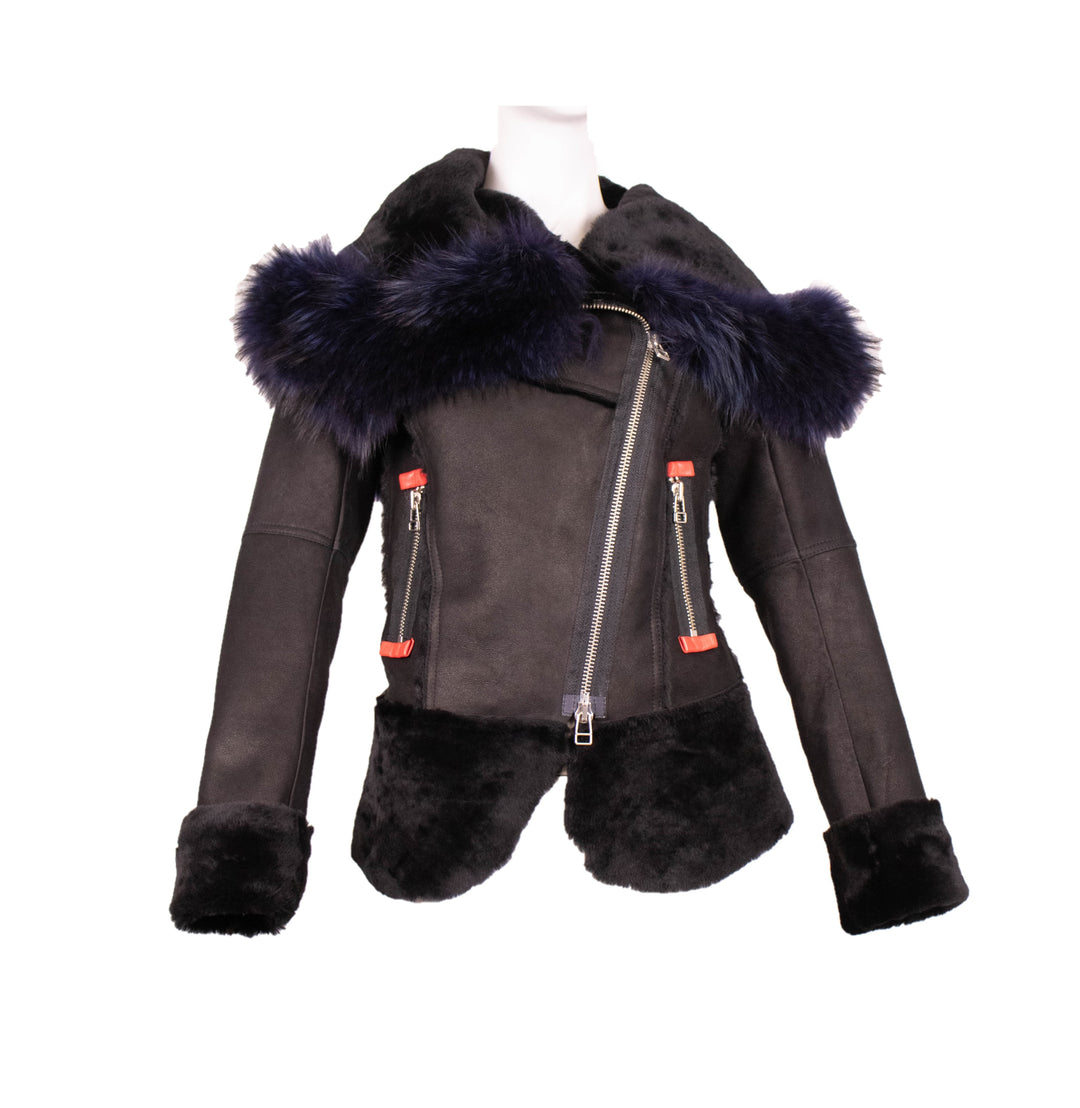 Shearling Jacket With Fox Trim